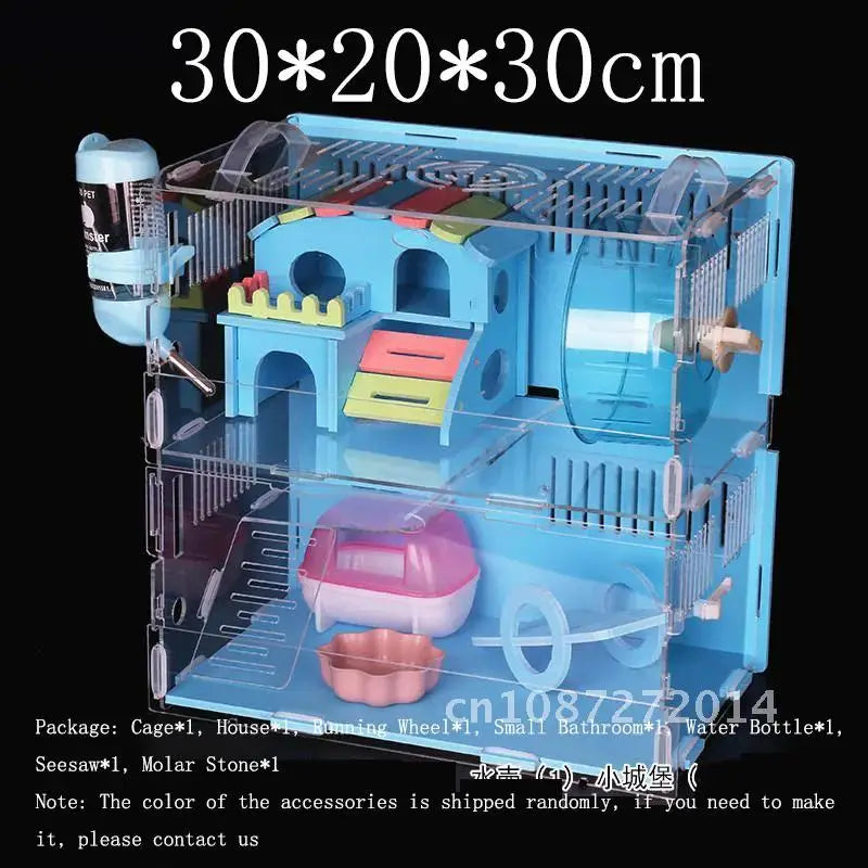 2020 New Large House Hamster Size Acrylic Villa Double Small Pet For Bservation Pig Hamster Guinea Nest A Cage