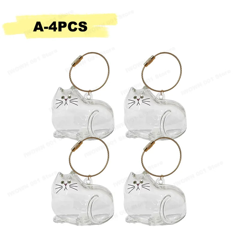 Cat Hair Storage Box Memorial Keychain Transparent Pet Fur Storage Container Hanging Cat Keychain Pendant for Pet Lovers