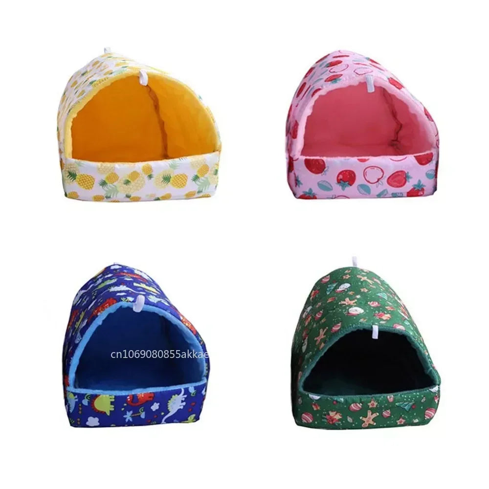 1pc Cartoon Hamster House Bed Winter Comfortable Rat Home Cute Foldable Guinea Pig Hanging Tent Sleeping Nest Ferret Cage