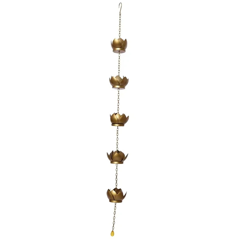 AA81-Rain Chains - Lotus Rain Chain Set, Powder Coated Rust-Resistant Rainchains, Includes Rain Chain Gutter Adapter