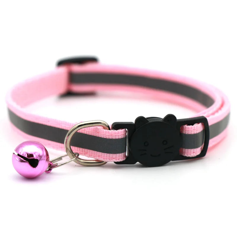 Mini Adjustable Dogs Collars Puppy Bell Necklace Bow Tie with Reflective Strips Cats Pattern Buckle Collars for Pets Accessories