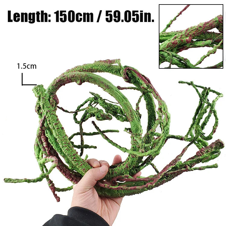 Reptile Landscaping Vine Fake Branches Rainforest Foam Rattan Terrarium Decor Habitat Decoration for Lizard Chameleon