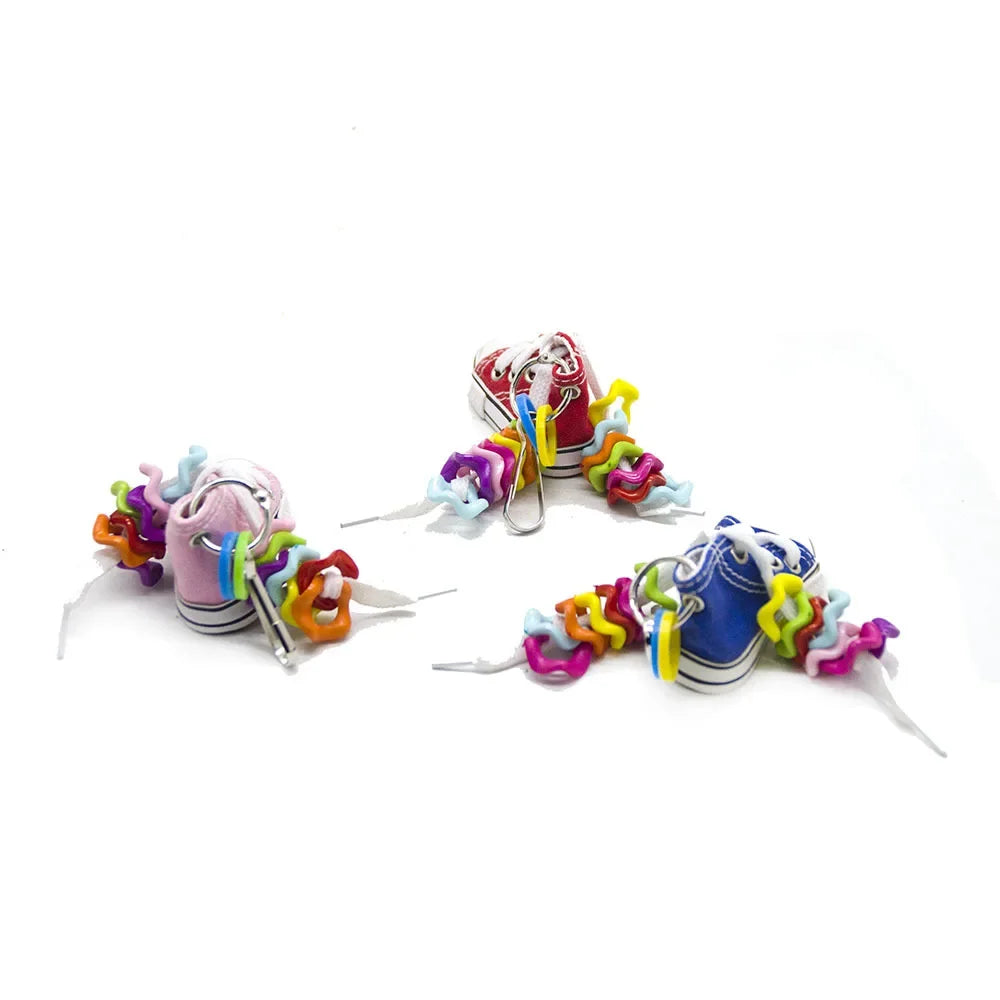 Bird Parrot Play Toys Birds Toys Mini Canvas Shoes Bite Decoration Hanging Cage Fun Craft Parrot Accessories Pet Items