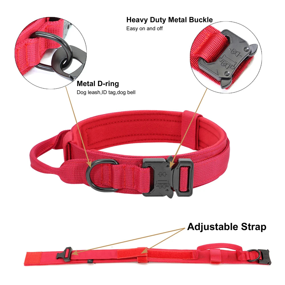 Durable Military Tactical Dog Collar Bungee Leash Set Pet Nylon Walking Training Collar For Medium Large Dogs German Shepard