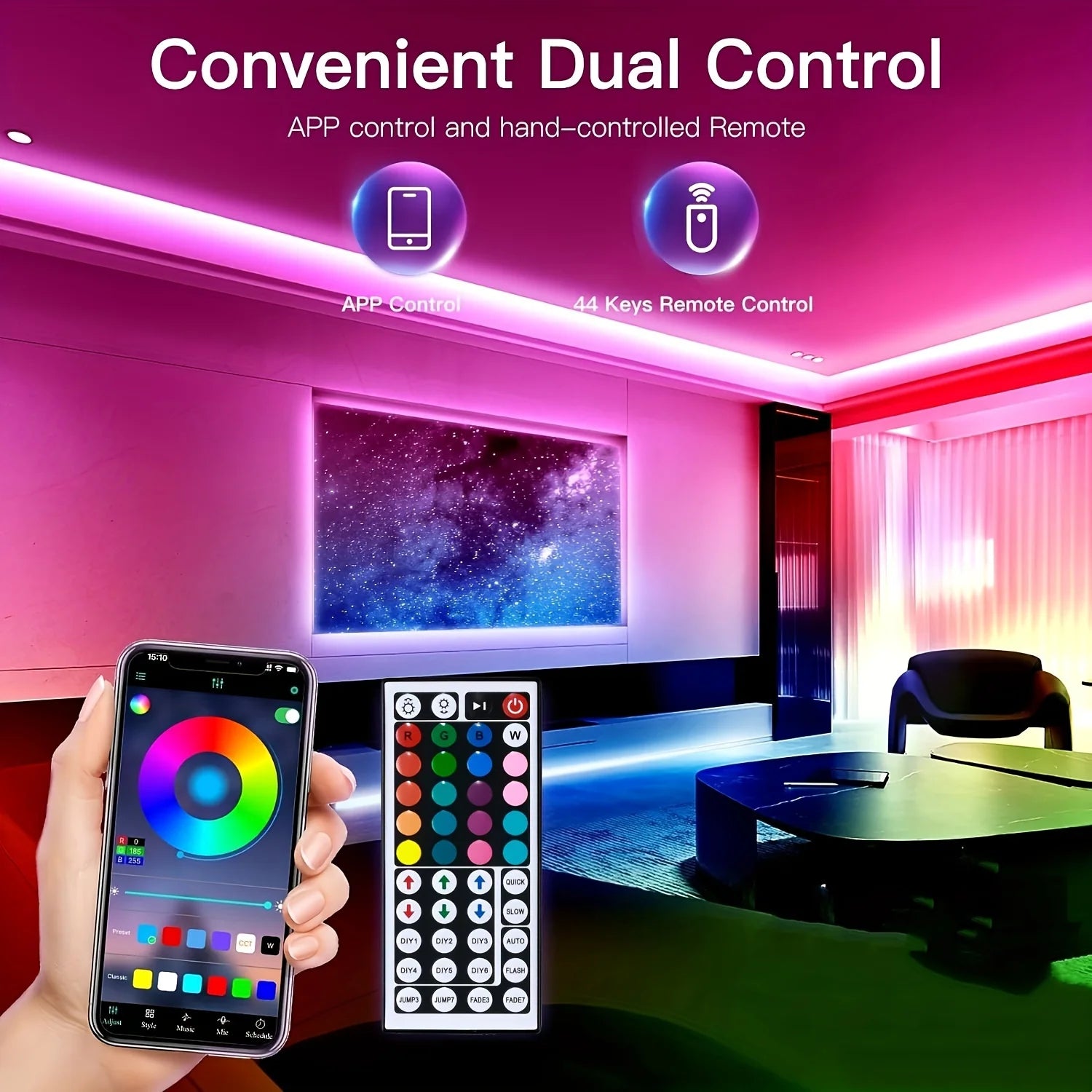 LED Strip Lights RGB SMD5050 1M-40M Led Strip Diode Tape Ribbon Music Sync 16Million Colors Changing for Party Home TV BackLight