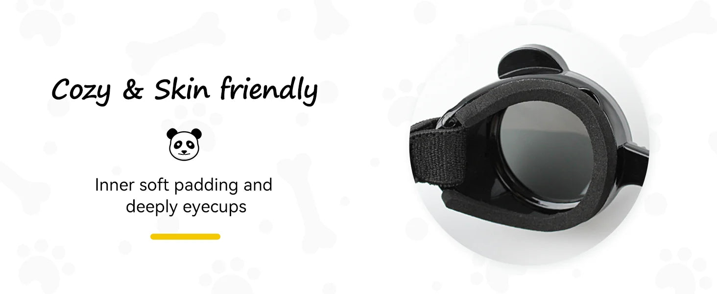 ATUBAN Cat Goggles Panda Shape Dog Goggles Small Breed UV Protection Windproof Dog Eye Protection, Adjustable Straps,Breathable