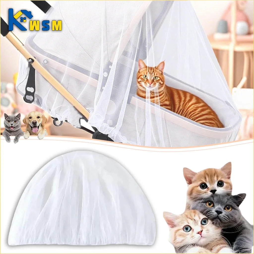 1PC Pet Stroller Mosquito Net Reusable Insect Cover Portable Breathable Bug Netting for Small Dogs Cats Carrier Crib Travel Use