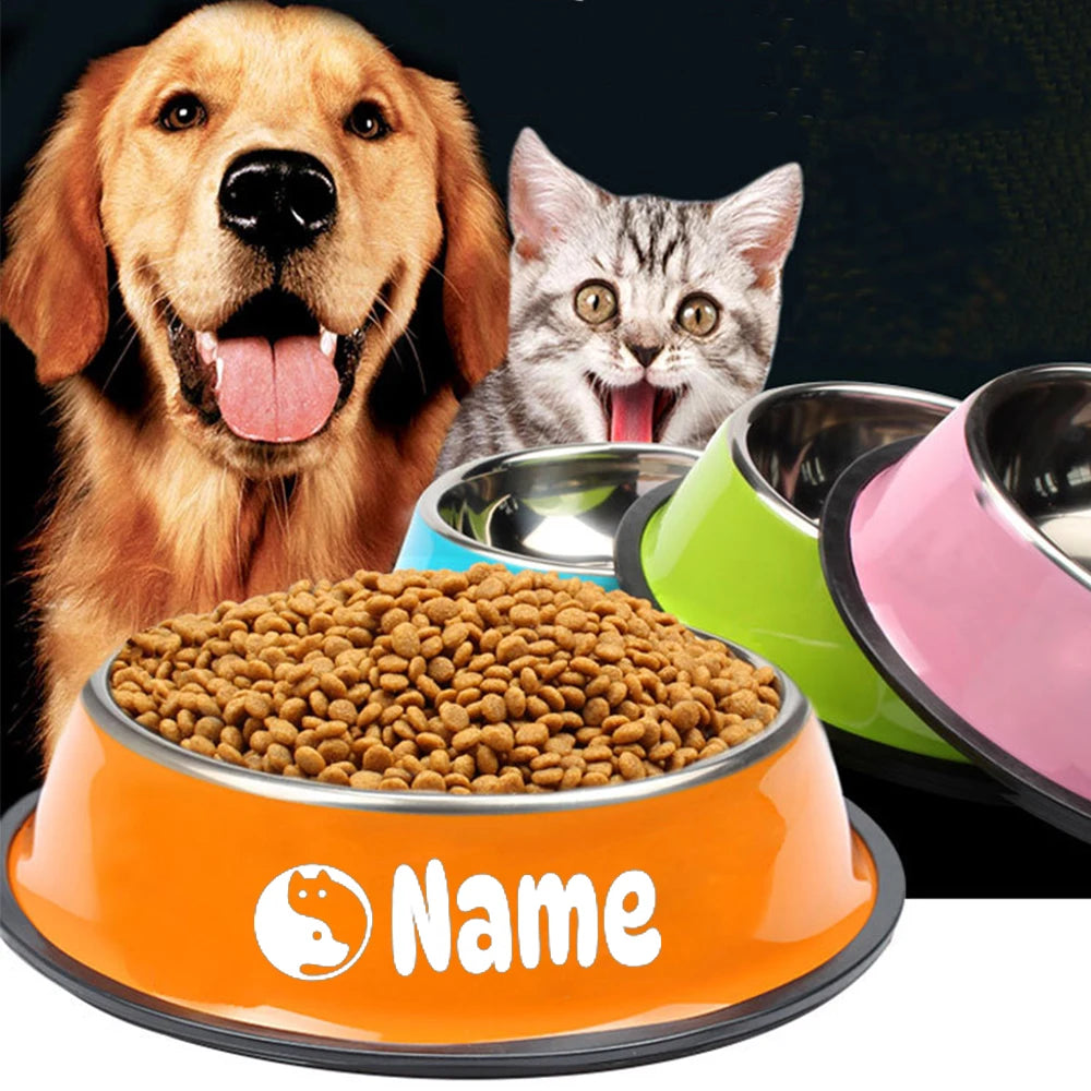Custom Stainless Steel Pet Bowl Cat Bowl Dog Food Bowl Multi-Specification Anti-fall Food Bowl Food Bowl Feeding Pet Supplies