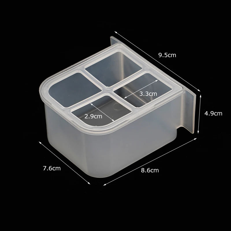 Bird Food Box Plastic Transparent Anti-Spill Parrot Feeder Hanging Parrot Spill Proof Food Box Bird Universal Feeding Boxs