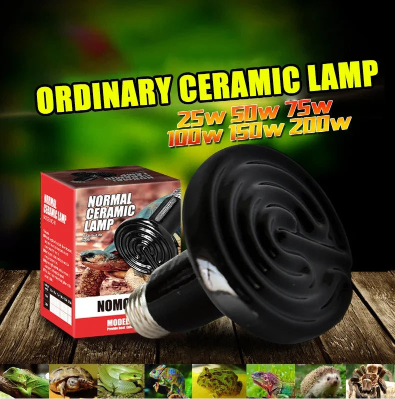 E27 110V/220V Reptile Terrarium Supplies Reptile Ceramic Heat Lamp 25W 50W 75W 100W Infrared Heater for Turtles Lizards Snakes