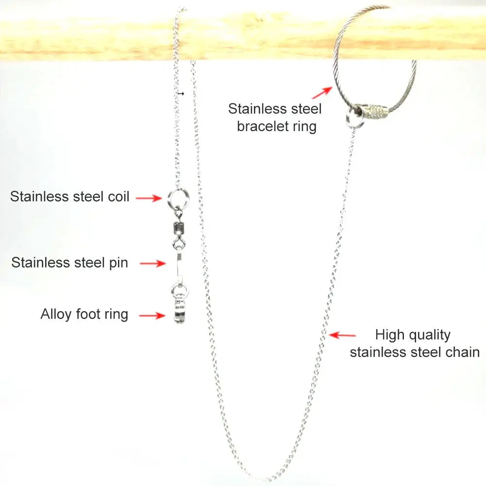 Bird Parrot Foot Chain Stainless Steel Ankle Foot Ring Stand Chain Outdoor Flying Training Bird Accessories 4 Size