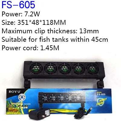 BOYU Aquarium fish tank automatic temperature control fan tank cooling aquarium fan water cooling mute 1 2 3 4 5 6