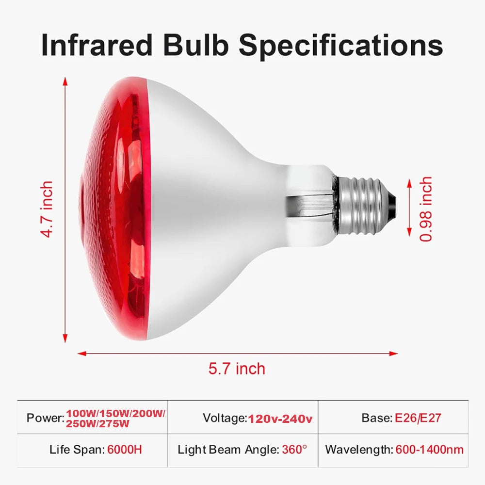 220V Poultry Heat Lamp Bulb Infrared Ray Thermal Preservation Heating Service For Reptile Botany Amphibian Pet Livestock200/275W