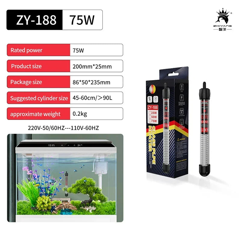 110v-220v EU US Adjustable Temperature Thermostat Heater Rod Submersible Aquarium Fish Tank Water Heat 25W/50W/100W/200W/300W