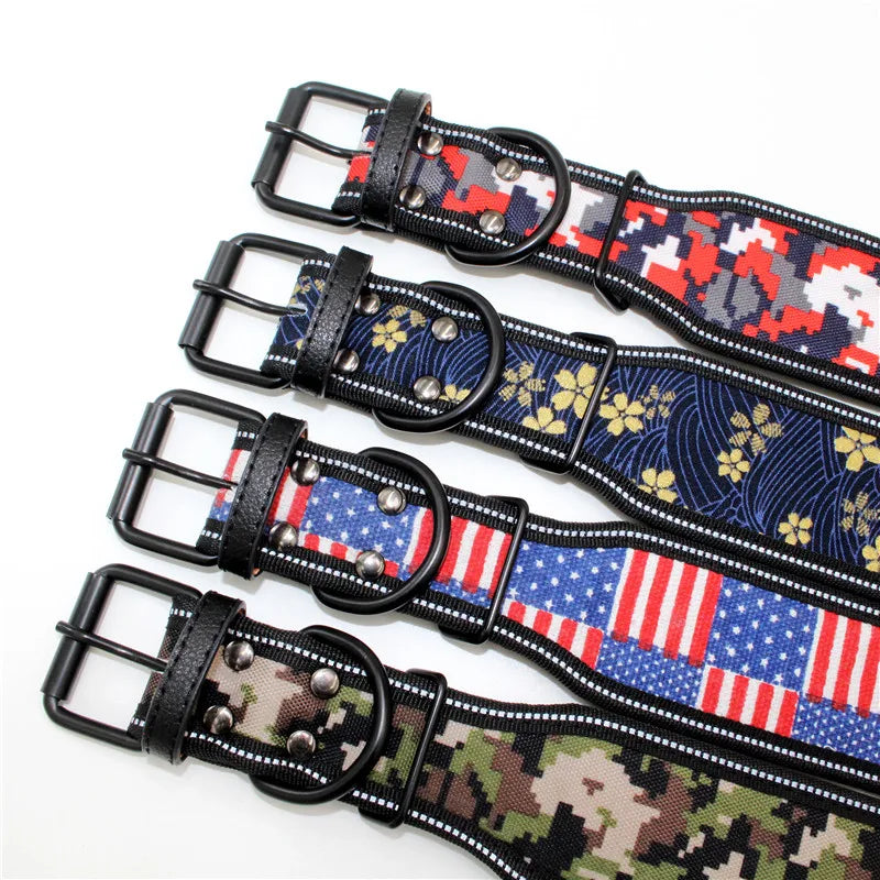 Fashion Big Dog Collar Reflective Adjustable Pet Collars for Small Medium Large Dogs German Shepherd Whippet Pets Accessories