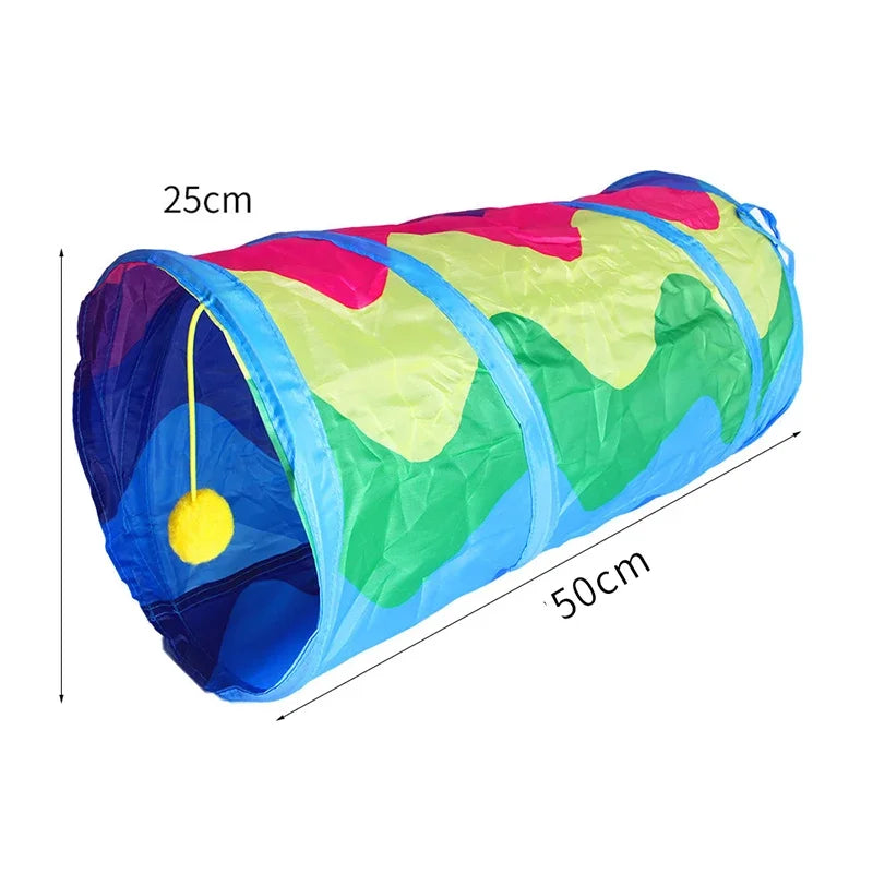 Collapsible Rainbow Cat Tunnel Pet Tube Play Toy Indoor Outdoor Kitty Puppy Toys for Puzzle Exercising Hiding Training Cat Toys