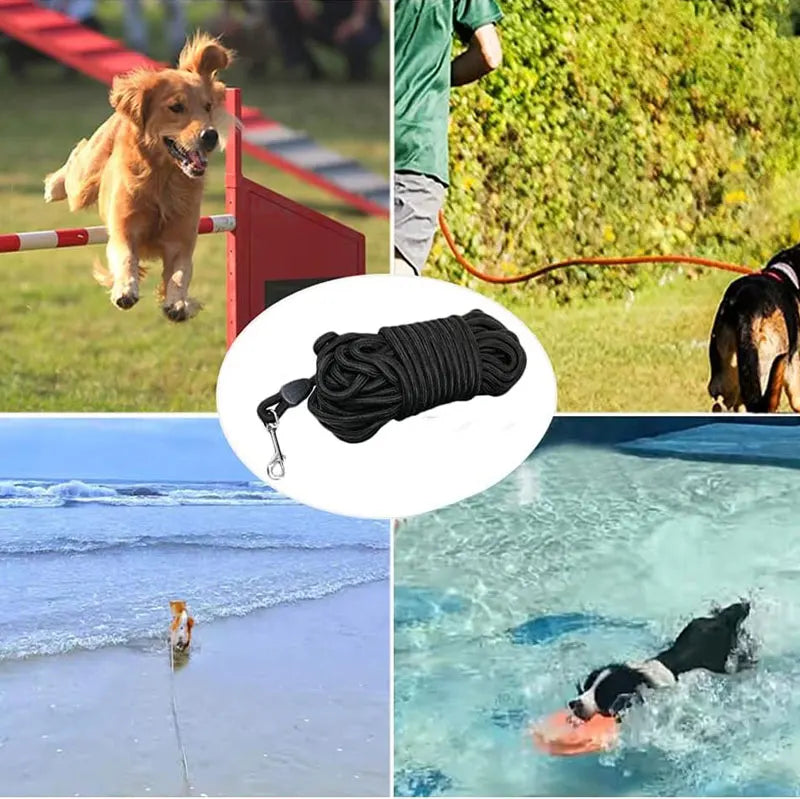 5M/10M/15M Long Rope Training Dog Leash- Heavy Duty Nylon Recall Agility Training Dogs Lead Leash For Medium Large Dog Leash