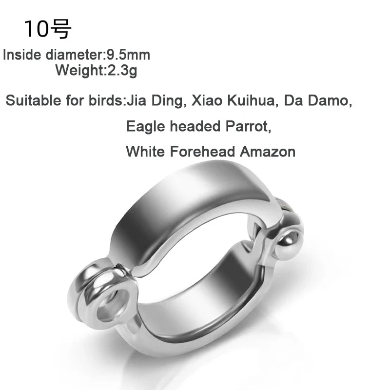 Parrot Leg Ring Stainless Steel Pet Bird Leg Ring Outdoor Flight Training Activity Anti Loss Open Leg Ring Foot Ring Chain