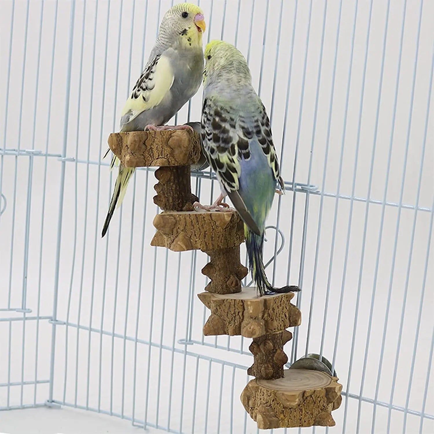 AA19 Bird Platform Perch Playground For Budgie Parakeet, Cage Natural Wood Play Stand Parrot Flat Perches For Medium Birds