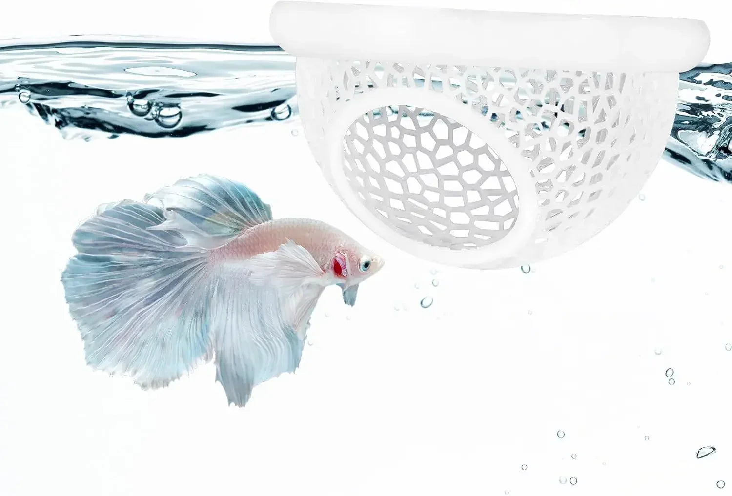 3-in-1 Aqaurium Floating Cave Fish Shrimp Hideout Shelter Hammock Feeding Ring & Resting Spot for Betta Small Aquatic Pets