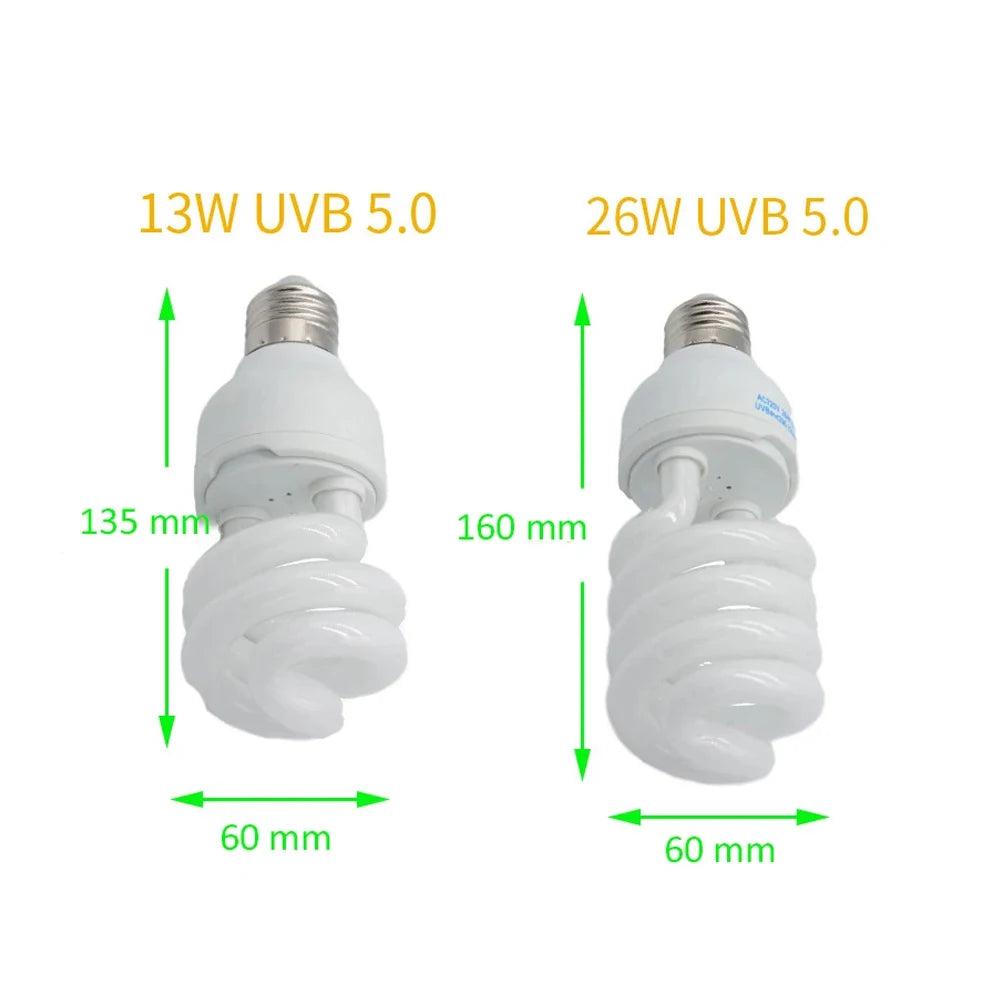 UVB5.0 10.0 110v-220v Lizard Calcium Supplement Lamp 13W 26W UV Bulb E27 Energy Saving Reptile Lamp Turtles and Amphibians