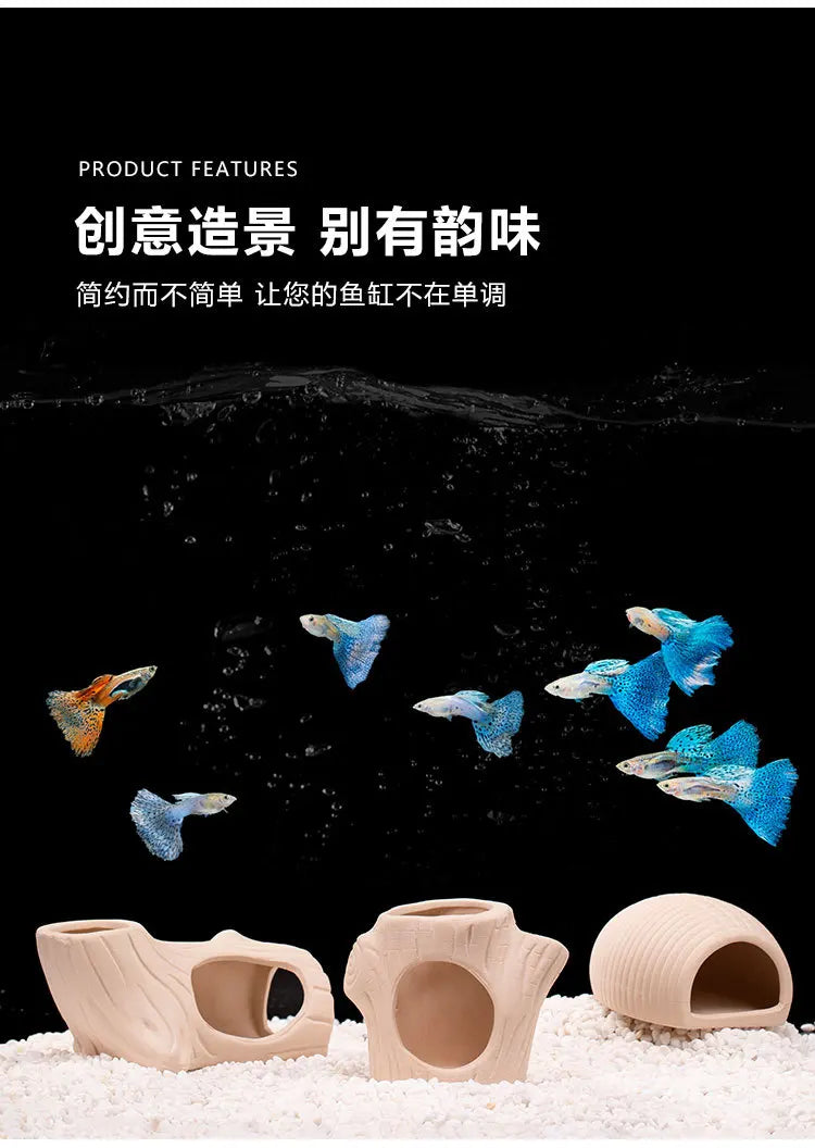 Clay Aquarium Decoration Ceramics Fish Tank Landscaping Shrimp Shelter Spawning Tank Breeding House Cave Pottery Pot Ornaments