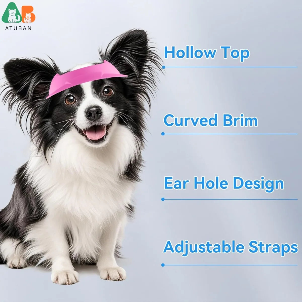 ATUBAN Dog Hat for S/M Dogs,Dog Sun Hats Ear Holes,Adjustable Doggy Visor Outdoor Sport Summer Beach Hat Breathable Baseball Cap