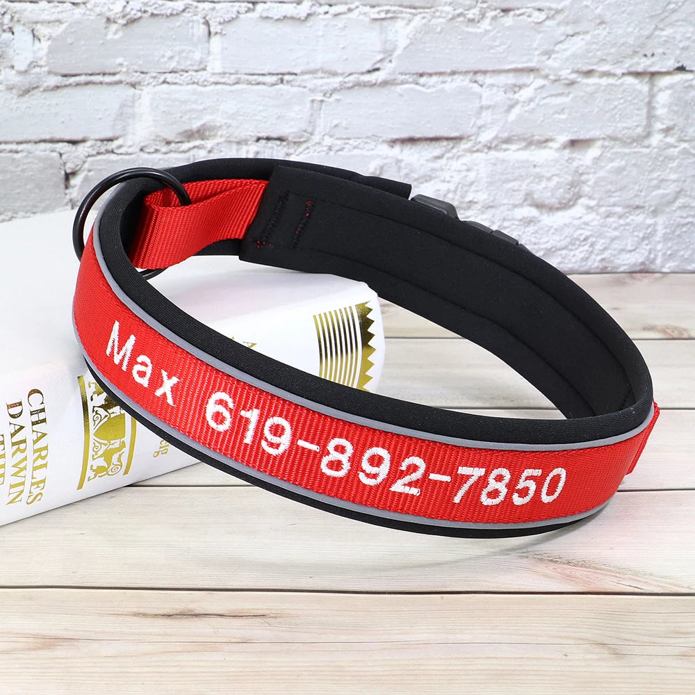 Reflective Custom Dog Collar Personalized Embroidery Pet Puppy Cat Collar Embroidered Phone Name For Small Medium Large Dog