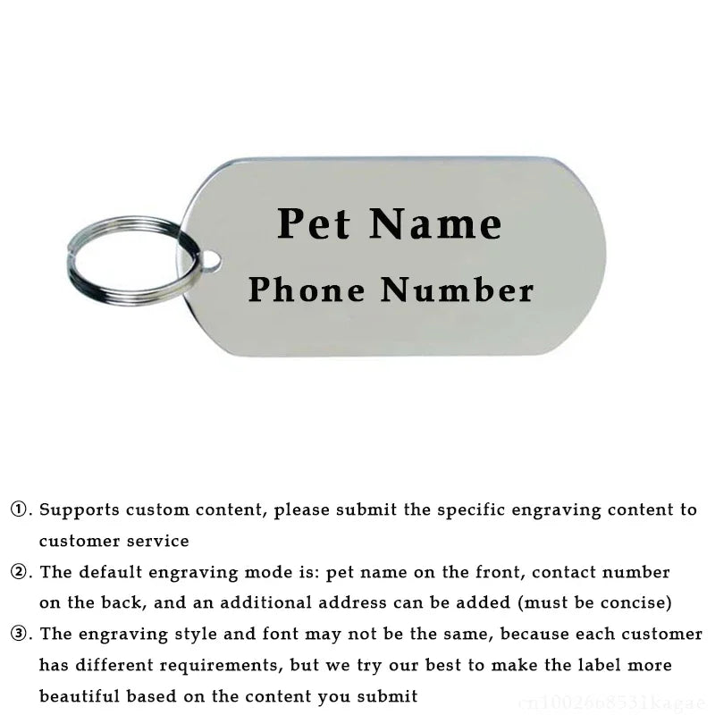 Personalized Dog Nameplate Cat Name ID Tags Customized Pet Nametag Free Engraving Tag Stainless Steel Anti-lost Puppy Identifier