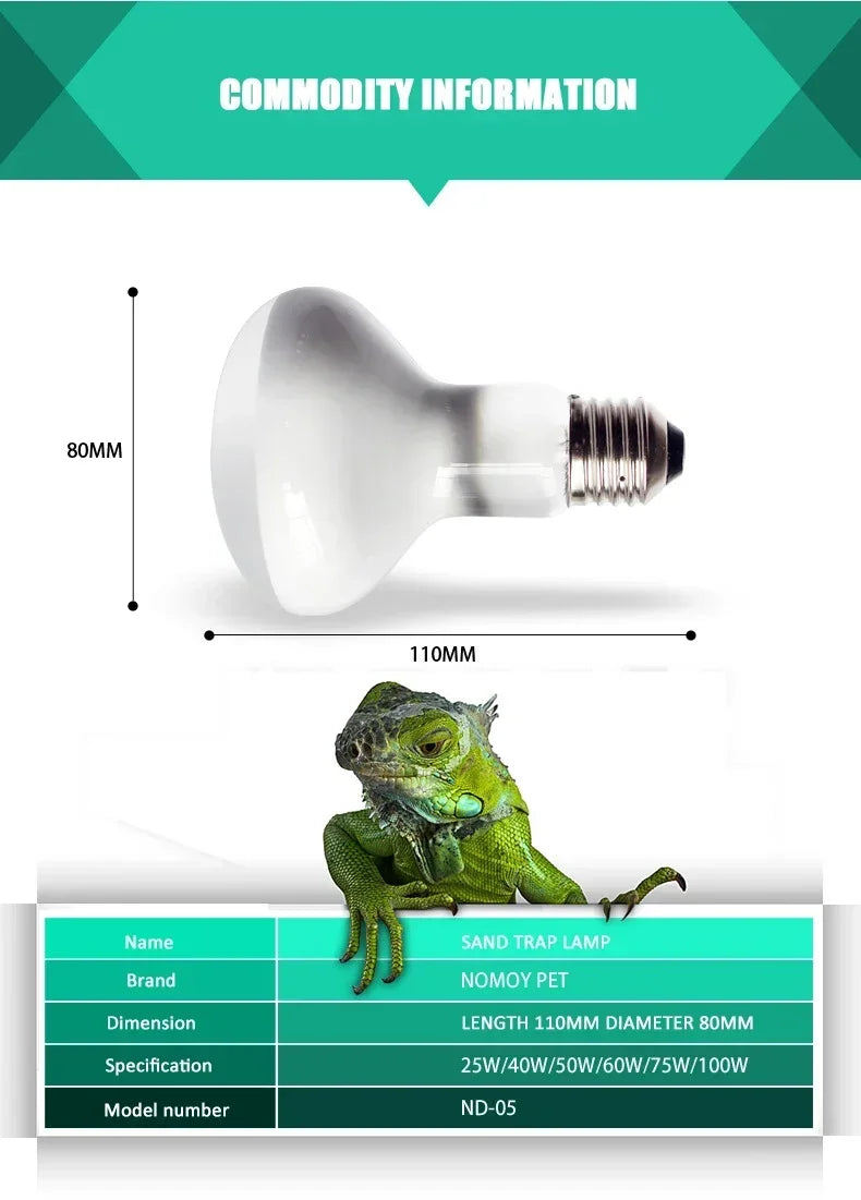100W Reptile Heating Lamp E27 Ceramic UVB Turtle Lizard Ultraviolet Light Bulb Amphibians Terrarium Lighting Supplies