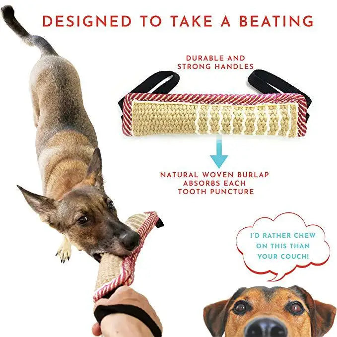 Durable Dog Training Tug of War Interactive Dogs Jute Bite Pillow Sleeve Chewing Toys for Malinois German Shepherd Pet Play Toy