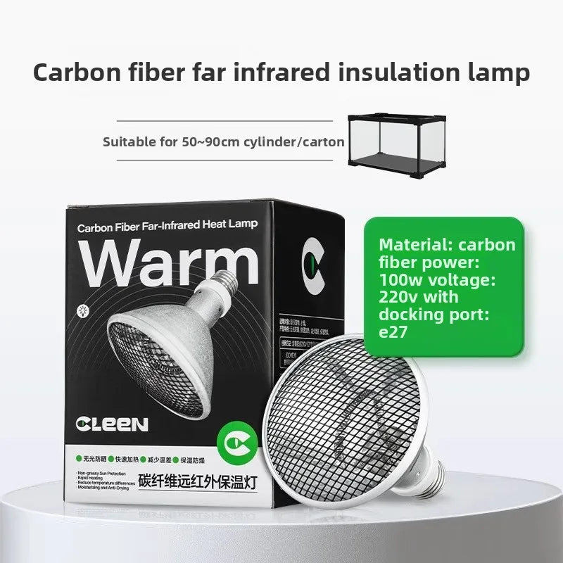 CLEEN Far Infrared Reptile Heat Lamp-Carbon Fiber Warming Light for Lizards&Turtles-Waterproof Basking Bulb with Sunning Effect