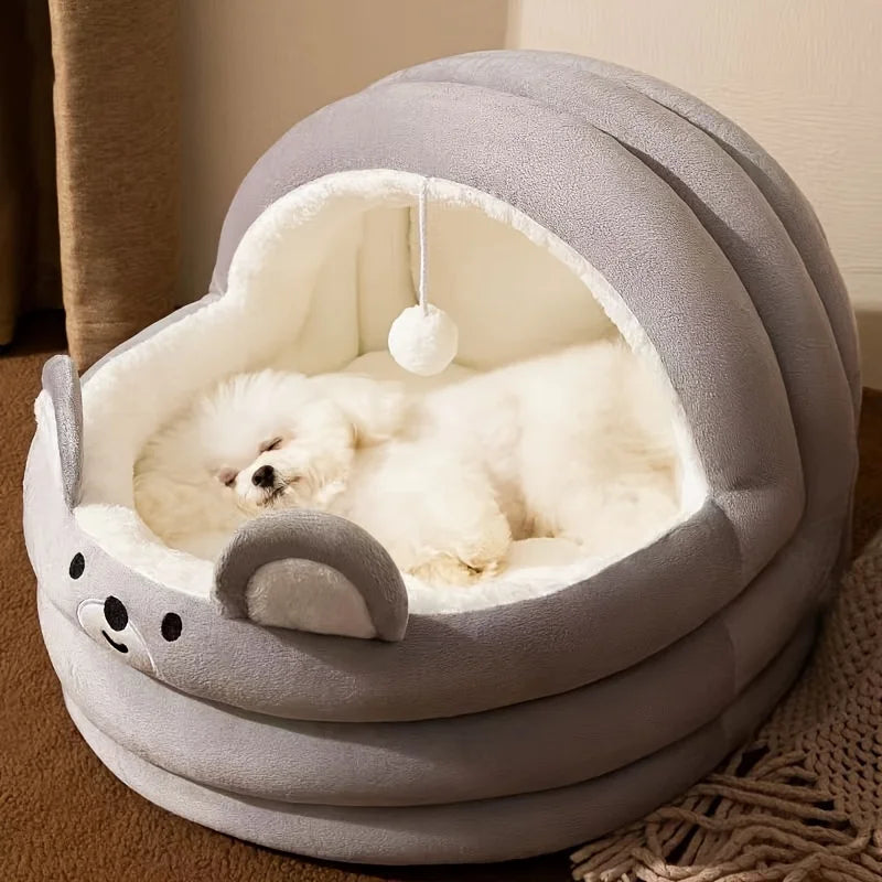 2-in-1 Thermal Cat Cave & Outdoor Condo -  Removable Mat with Waterproof Base | All-Weather Shelter for Cats