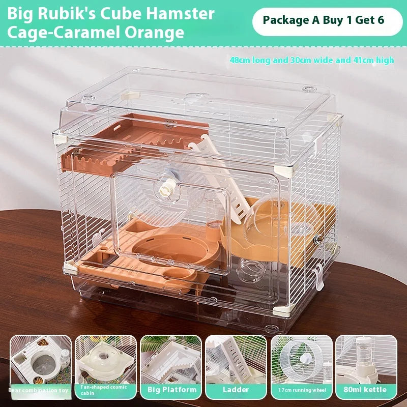 New transparent hamster cage, three-layer acrylic cage, golden bear nest, large-size hamster cage villa, universal in allseasons