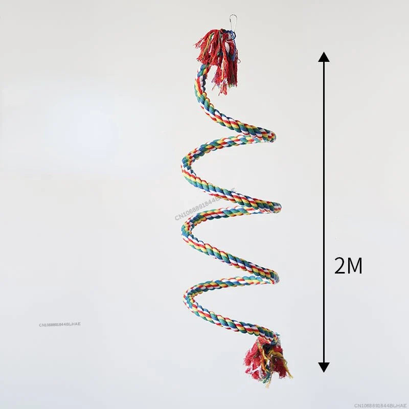 Parrot Bird Standing Toy Cotton Rope Colorful Toy Chew Perches Staion Bar for Bird Cage Cotton Rope Accessories Supplies Pet Toy