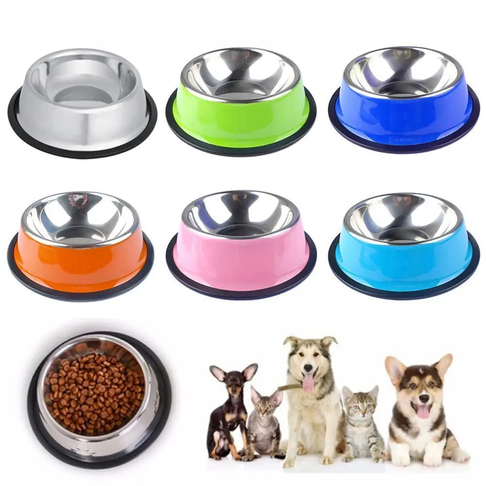 Stainless Cat Bowls Pet Steel Bowl Set Food Water Bowl for Dogs and Cats Anti-skid Cats Supplies