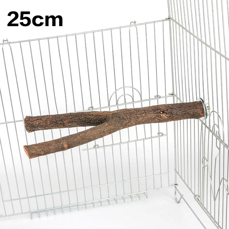 Natural Wood Pet Parrot Raw Wood Fork Tree Branch Stand Rack Squirrel Bird Hamster Branch Perches Chew Bite Toys Stick