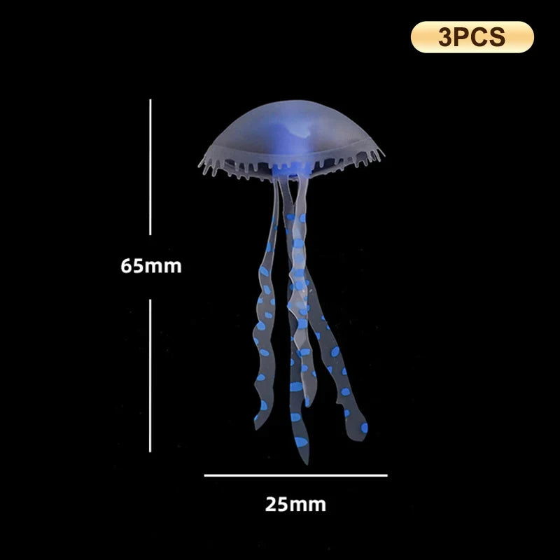 3Pcs Underwater Plant Marine Aquatic Landscape Ornament Artificial Glowing Fluorescent Jellyfish Aquarium Decoration Fish Tank