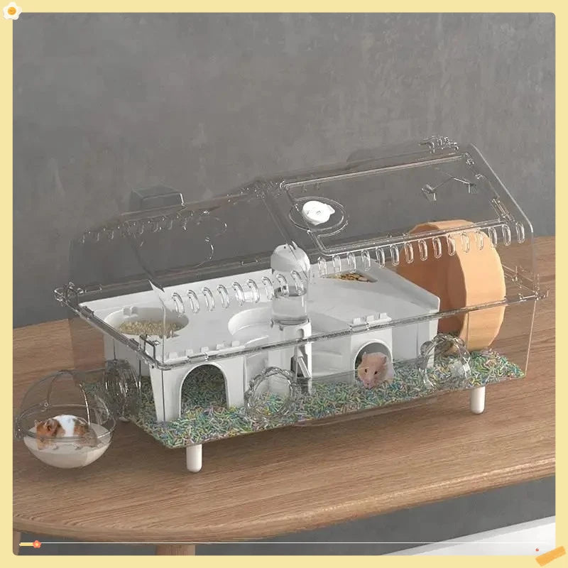Acrylic Hamster Cage Double Layer 55cm Large Size Golden Bear Nest Landscape Villa Basic Cage