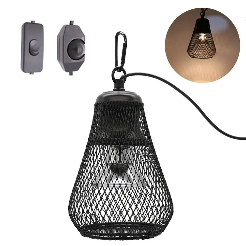 Ceramic Heat Emitter Pet Heating Lampshade Iron Mesh Dome E27 Bulb Holder Reptile Heat Lampshade Double Cage