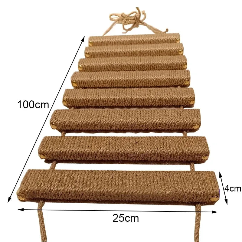 Cat Climbing Ladder Bridge for Cats Cage Sisal Wooden Rope Ladder Pet Furniture Kitten Climber Scratching Post Kitten Toys Tree
