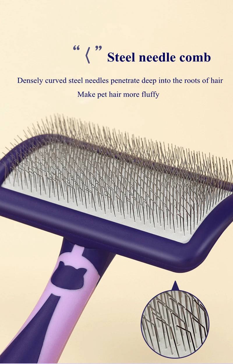 Dog Brush Stainless Steel Dogs Combs Massage Dog Grooming Brush Pet Hair Remover Cleaning Tools Soft Handle Cat Comb Cat Br Comb