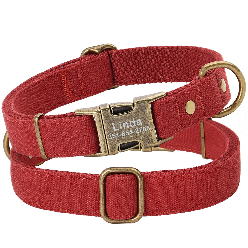Customized Nylon Dog Collar Personalized Dogs ID Tag Collars Pet Necklace With Metal Buckle for Small Large Dogs Pitbull Buldog