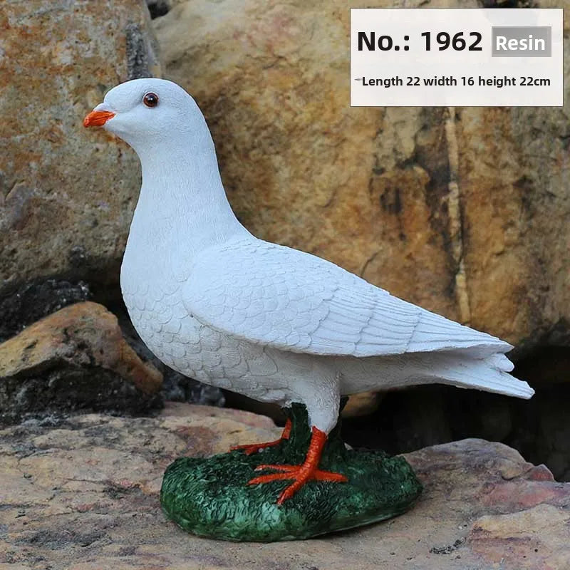 Outdoor garden simulation animal white dove model, garden decoration prop, resin simulation pigeon figurine