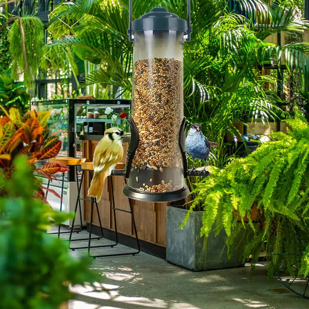 Dangling Bird Feeder Squirrel Proof Bird Food Container PP Bird Food Dispenser Container Tubular Bird Feeders for Pet Supplies