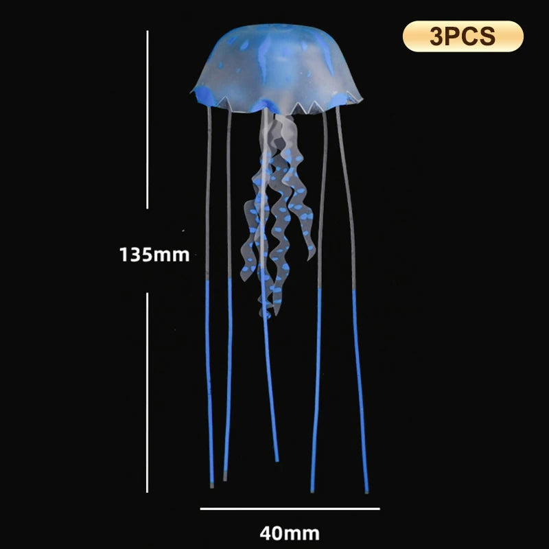 3Pcs Underwater Plant Marine Aquatic Landscape Ornament Artificial Glowing Fluorescent Jellyfish Aquarium Decoration Fish Tank