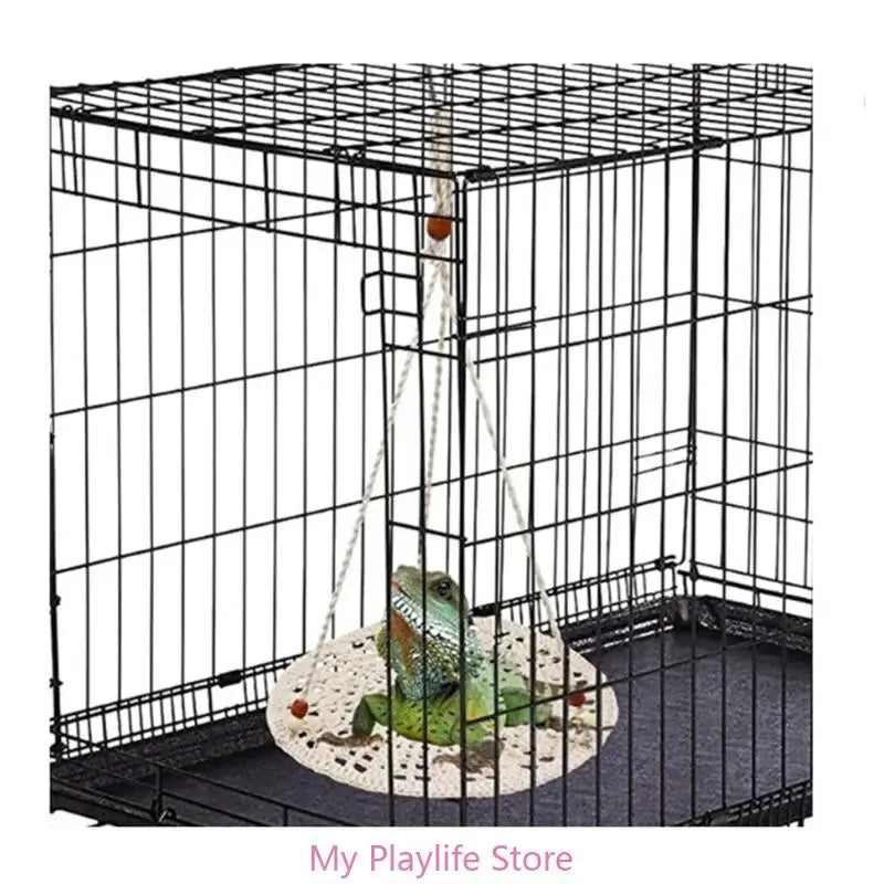 Reptile Summer Hammocks Lizards Hammock Bearded Dragons Round Crocheted Net Hammock Bed Crocheted Supplies