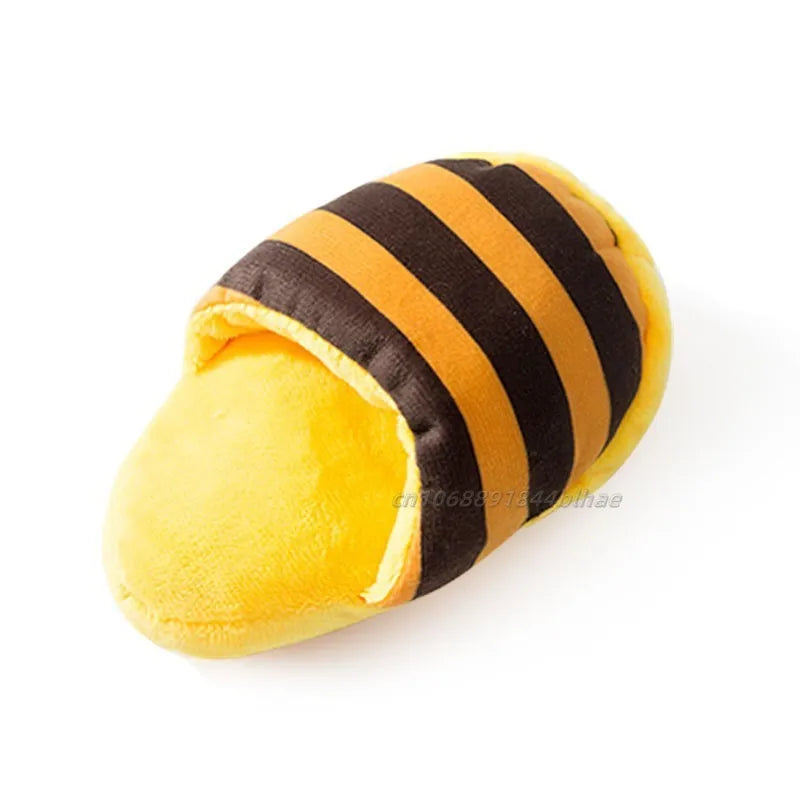 Puppy Dog Chew Toys with Squeaker for Small Dogs French Bulldog Shiba Inu Funny Plush Slipper Pet Supplies Teeth Cleaning Toy
