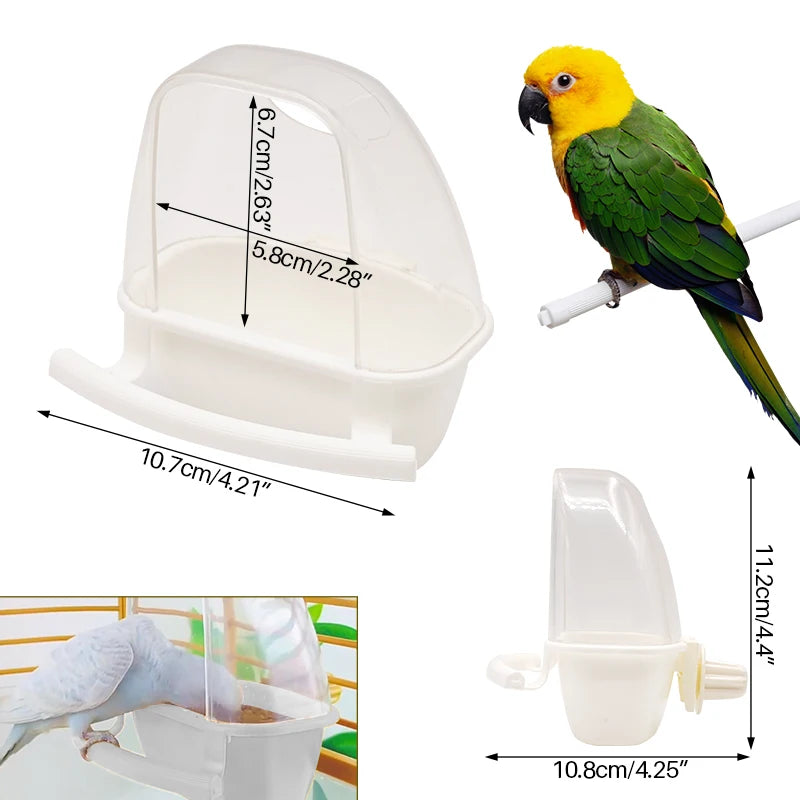 Bird Feeder for Cage Hanging Bowl Cups Parakeet Feeder Box Pet Cage Plastic Food Container Easy To Install Accessories 1/2 Pcs