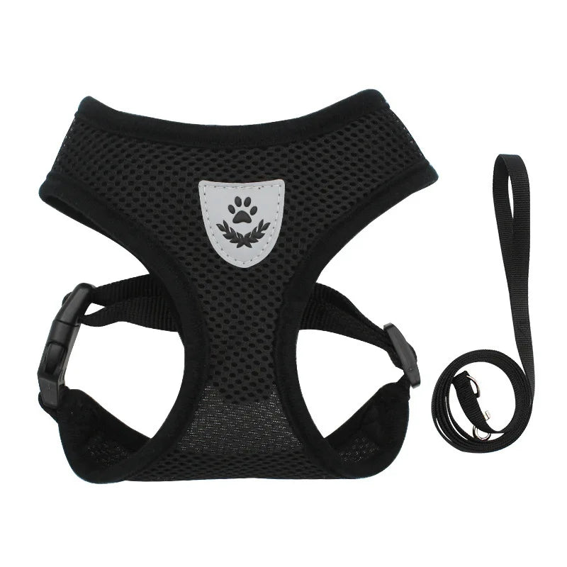 Cat Small Dog Breathable Mesh Harness And Leash Kitten Cats Harnesses Little Dog Puppy Harness For French Bulldog Chihuahua Pug